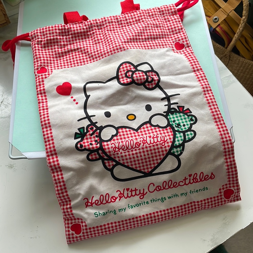 Vintage Sanrio Hello Kitty long tote bag with draw string - 1993
